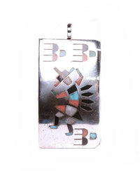 Zuni Sterling Silver Multistone Inlay Necklace Pendant