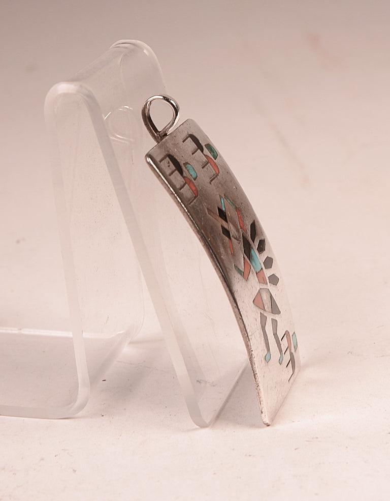 Zuni Sterling Silver Multistone Inlay Necklace Pendant