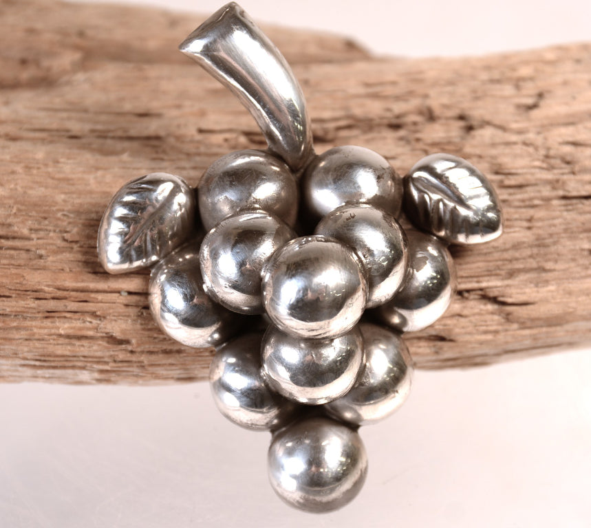 Mexican Taxco Silver Grapes Pin