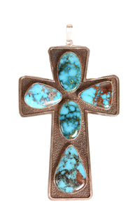 Navajo Cross Pendant By Lee Prince -  High Grade Bisbee