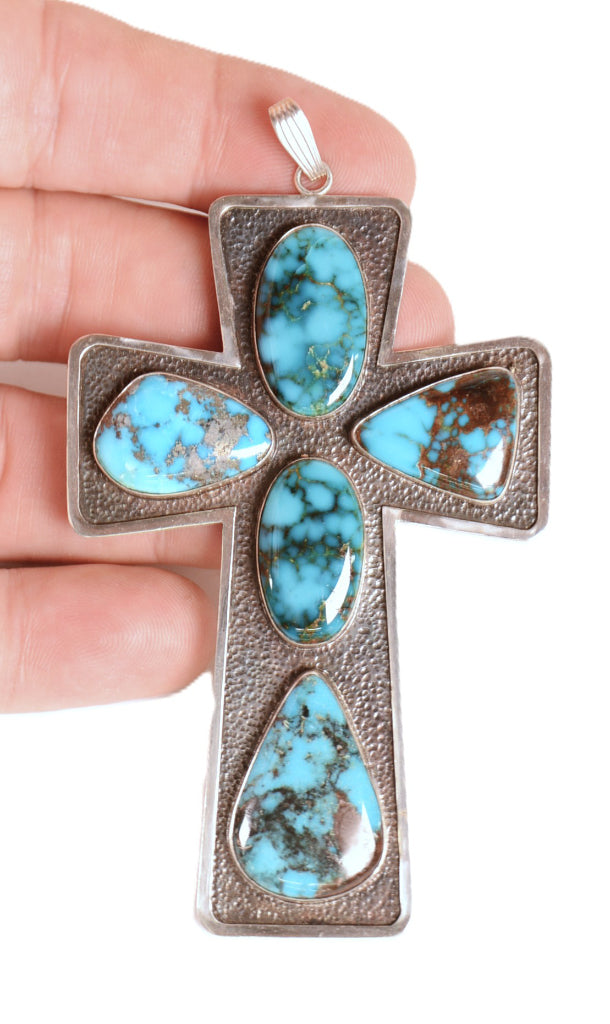 Navajo Cross Pendant By Lee Prince -  High Grade Bisbee