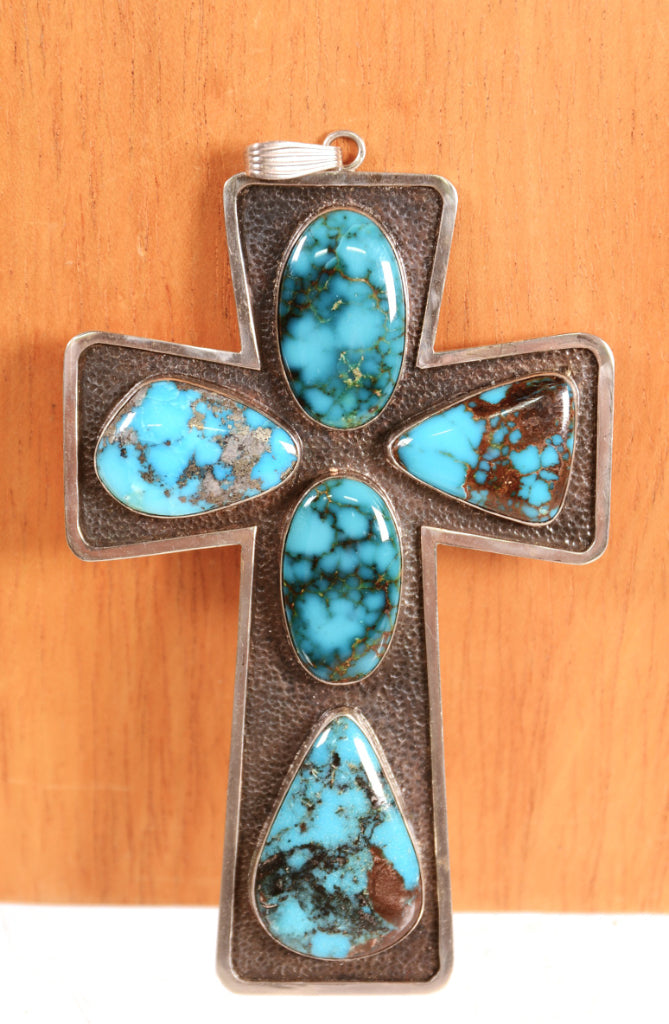 Navajo Cross Pendant By Lee Prince -  High Grade Bisbee