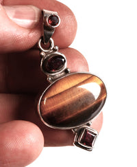 Mexican Sterling Silver Amethyst and Tiger Eye Pendant