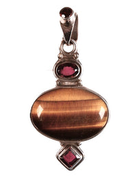 Mexican Sterling Silver Amethyst and Tiger Eye Pendant