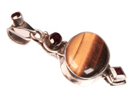 Mexican Sterling Silver Amethyst and Tiger Eye Pendant