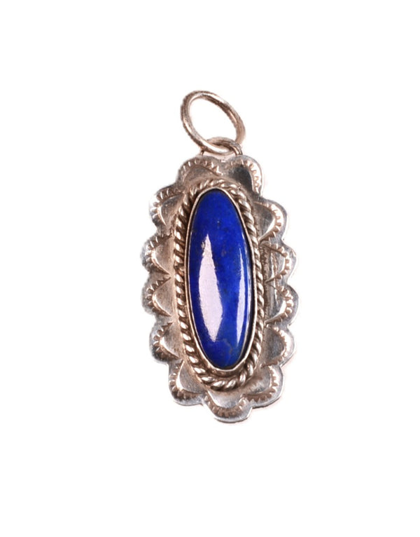 Navajo Sterling Silver and Lapis Oval Pendant