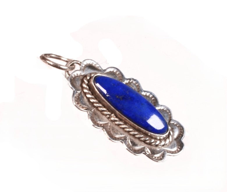 Navajo Sterling Silver and Lapis Oval Pendant