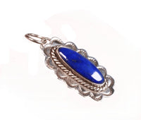Navajo Sterling Silver and Lapis Oval Pendant