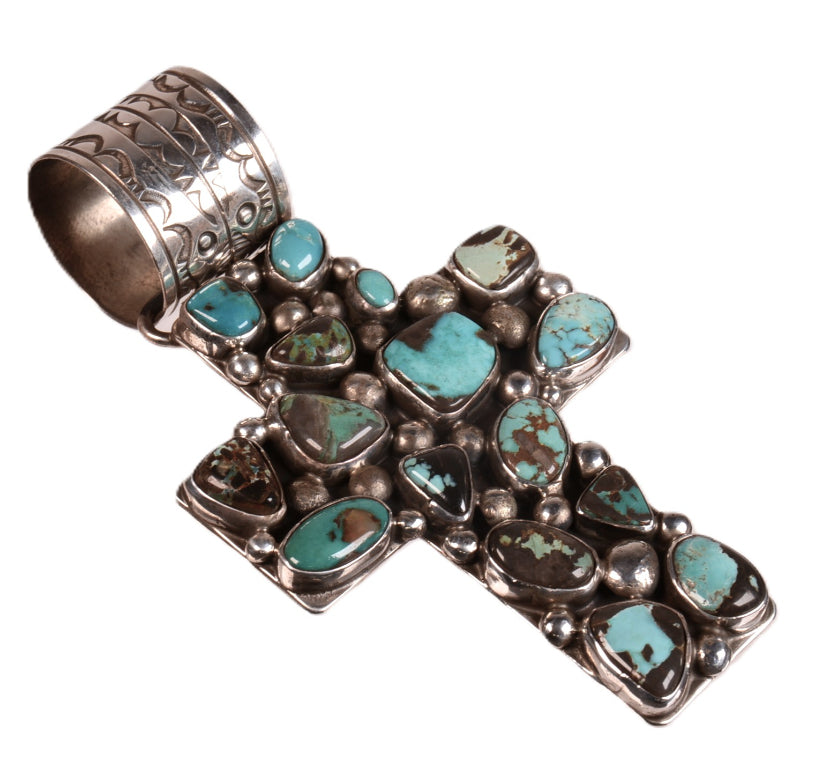 Navajo Sterling Silver and Turquoise Pendant By Chario Laice