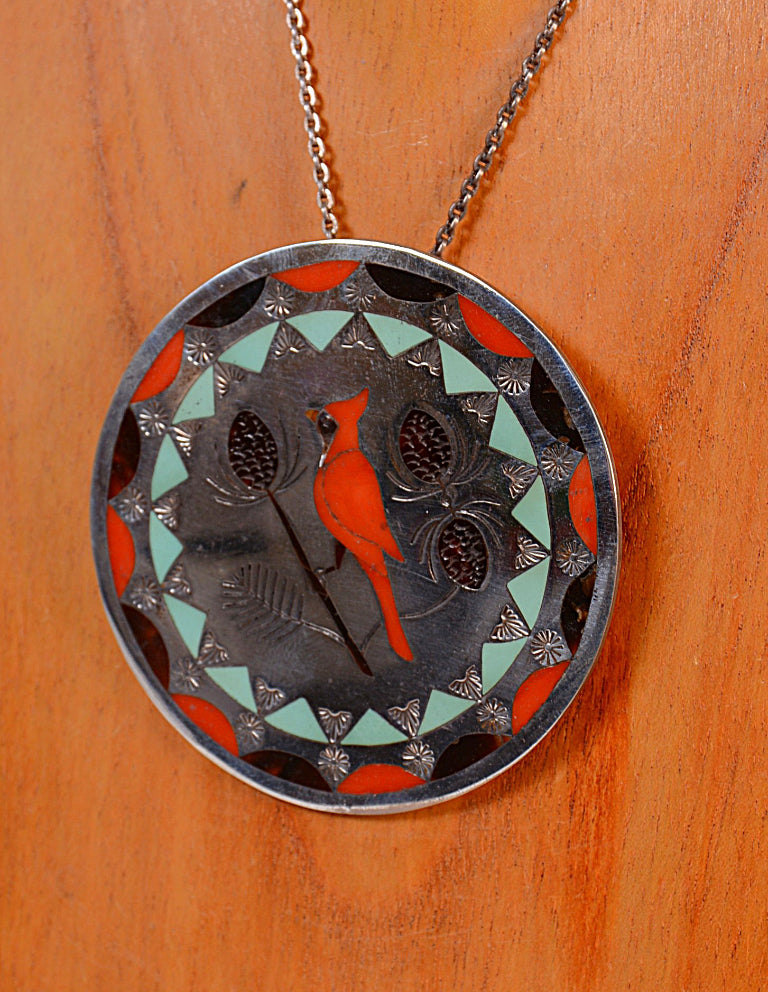 Zuni Pendant/Pin Necklace By Albert and Dolly Bantea
