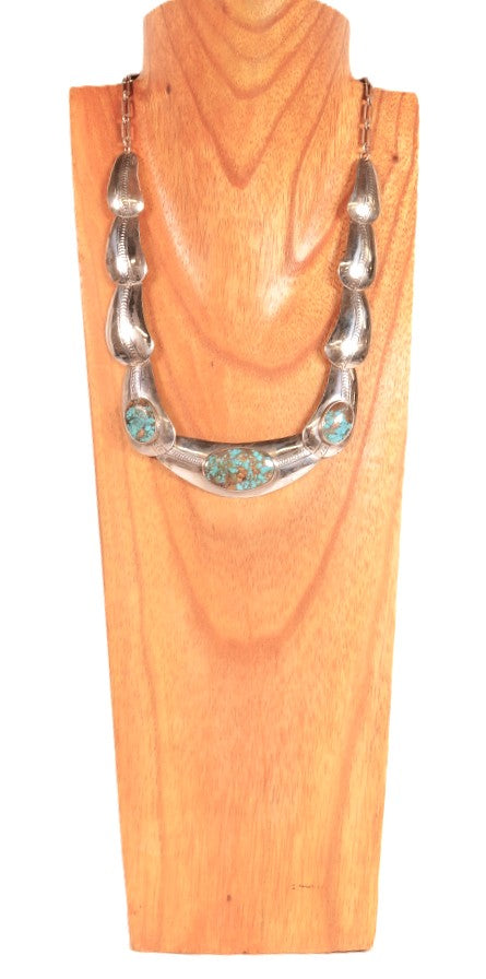 Hopi Pueblo Sterling Silver Necklace by Loren Phillips