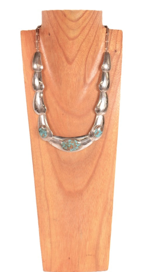 Hopi Pueblo Sterling Silver Necklace by Loren Phillips