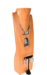 Sterling Silver and Turquoise Necklace and Post Earring Set By Paul Lawrence
