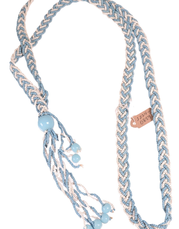 Mohave Blue and White Braid Beaded Necklace