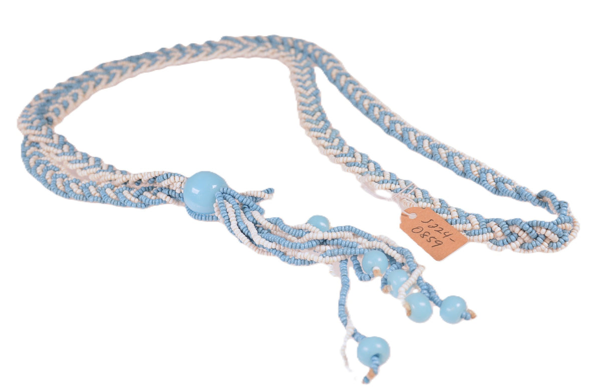 Mohave Blue and White Braid Beaded Necklace
