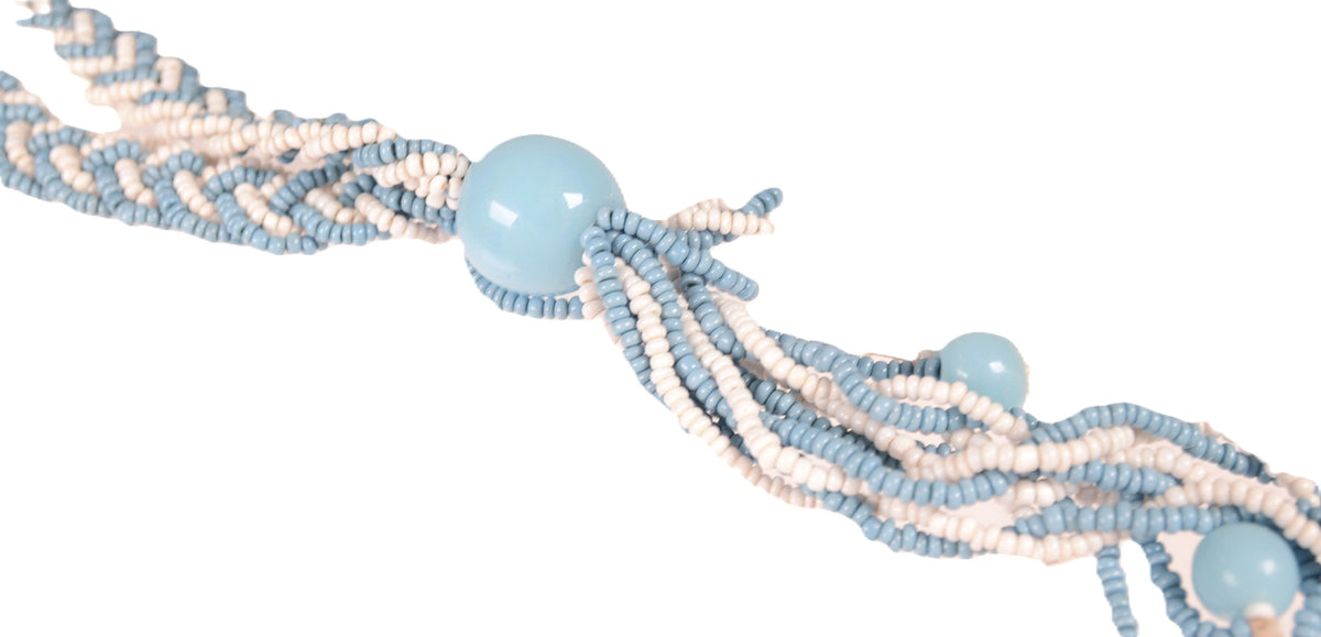 Mohave Blue and White Braid Beaded Necklace