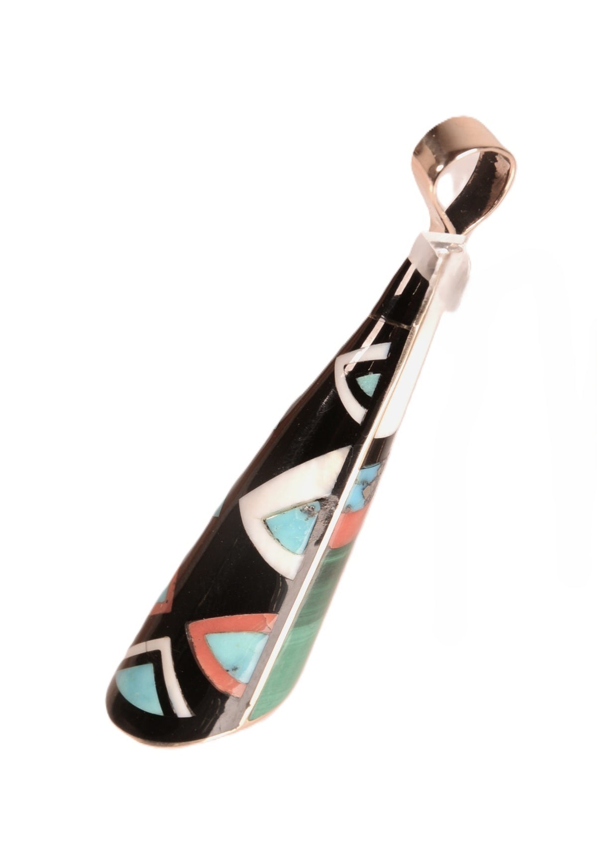 Navajo Multi Stone Inlay 14 K Gold Pendant By Jesse Natani