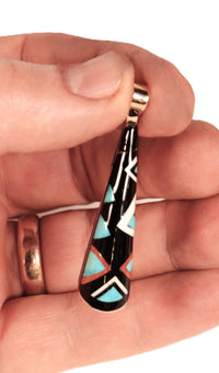 Navajo Multi Stone Inlay 14 K Gold Pendant By Jesse Natani