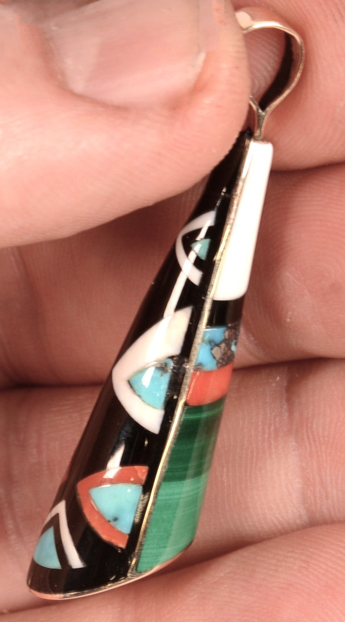 Navajo Multi Stone Inlay 14 K Gold Pendant By Jesse Natani
