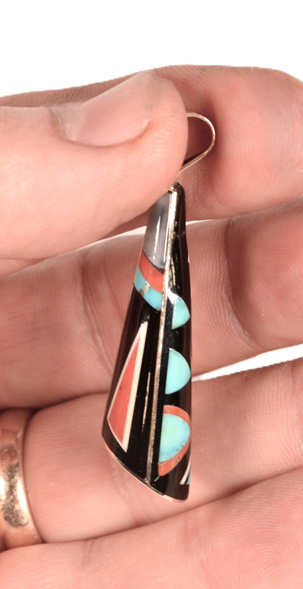 Navajo Multi Stone Inlay 14 K Gold Pendant By Jesse Natani