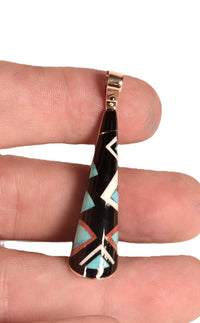Navajo Multi Stone Inlay 14 K Gold Pendant By Jesse Natani