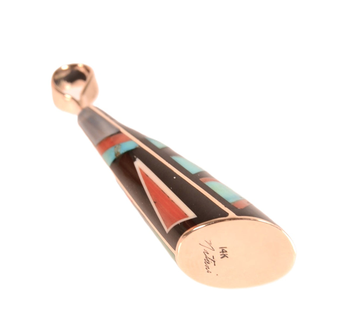 Navajo Multi Stone Inlay 14 K Gold Pendant By Jesse Natani