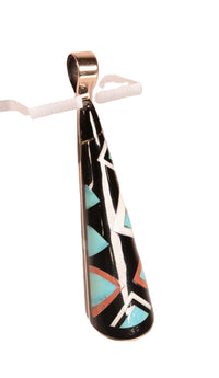 Navajo Multi Stone Inlay 14 K Gold Pendant By Jesse Natani