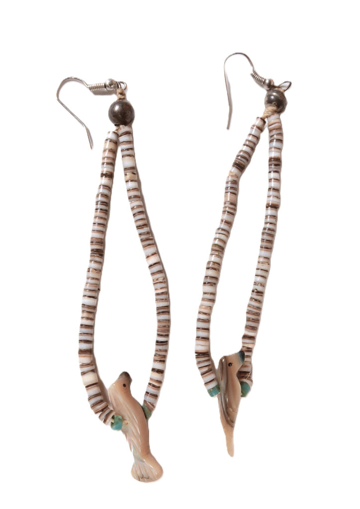 Navajo Heishi and Bird Fetish Earrings