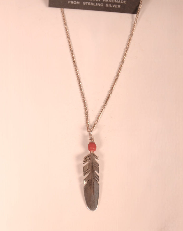 Navajo Sterling Silver Feather Necklace and Earrings Set