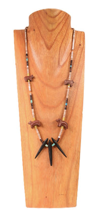 Vintage Zuni Fetish Necklace with Heishi shell and stone beads