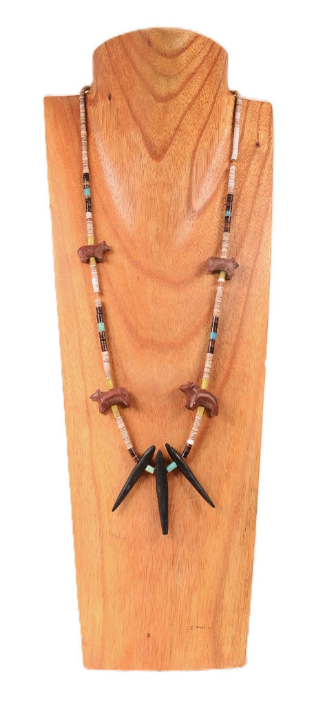 Vintage Zuni Fetish Necklace with Heishi shell and stone beads