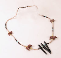 Vintage Zuni Fetish Necklace with Heishi shell and stone beads