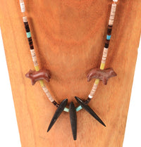 Vintage Zuni Fetish Necklace with Heishi shell and stone beads