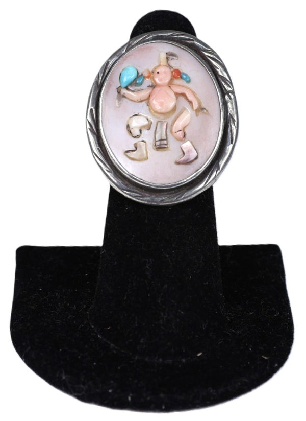 Navajo Sterling Silver Muilti Stone Gahn Dancer Ring
