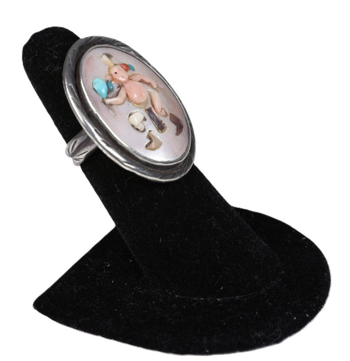 Navajo Sterling Silver Muilti Stone Gahn Dancer Ring
