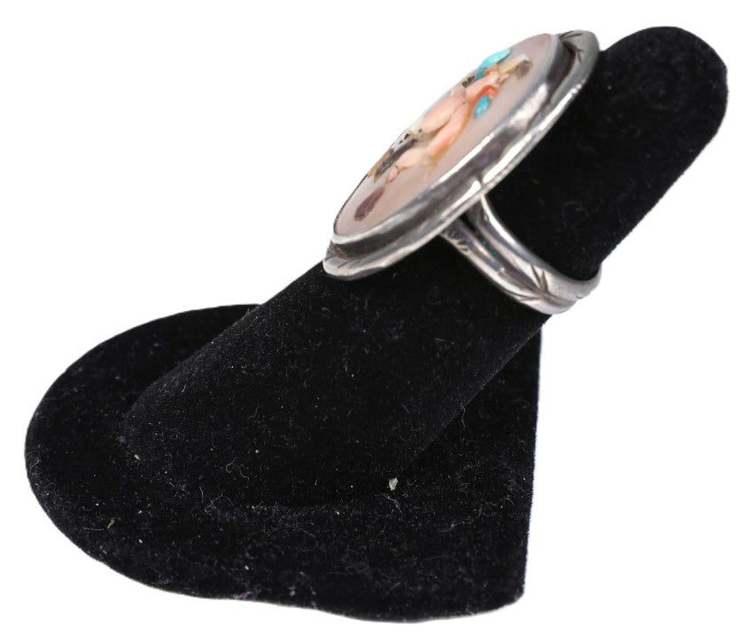 Navajo Sterling Silver Muilti Stone Gahn Dancer Ring