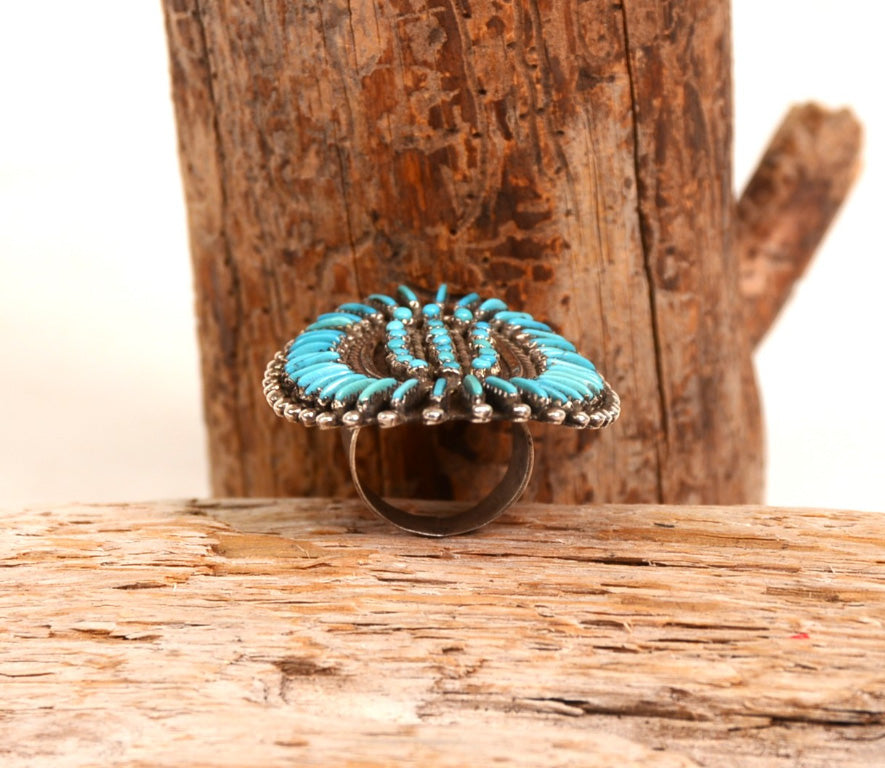 Zuni Sterling Silver Turquoise Settings Ring