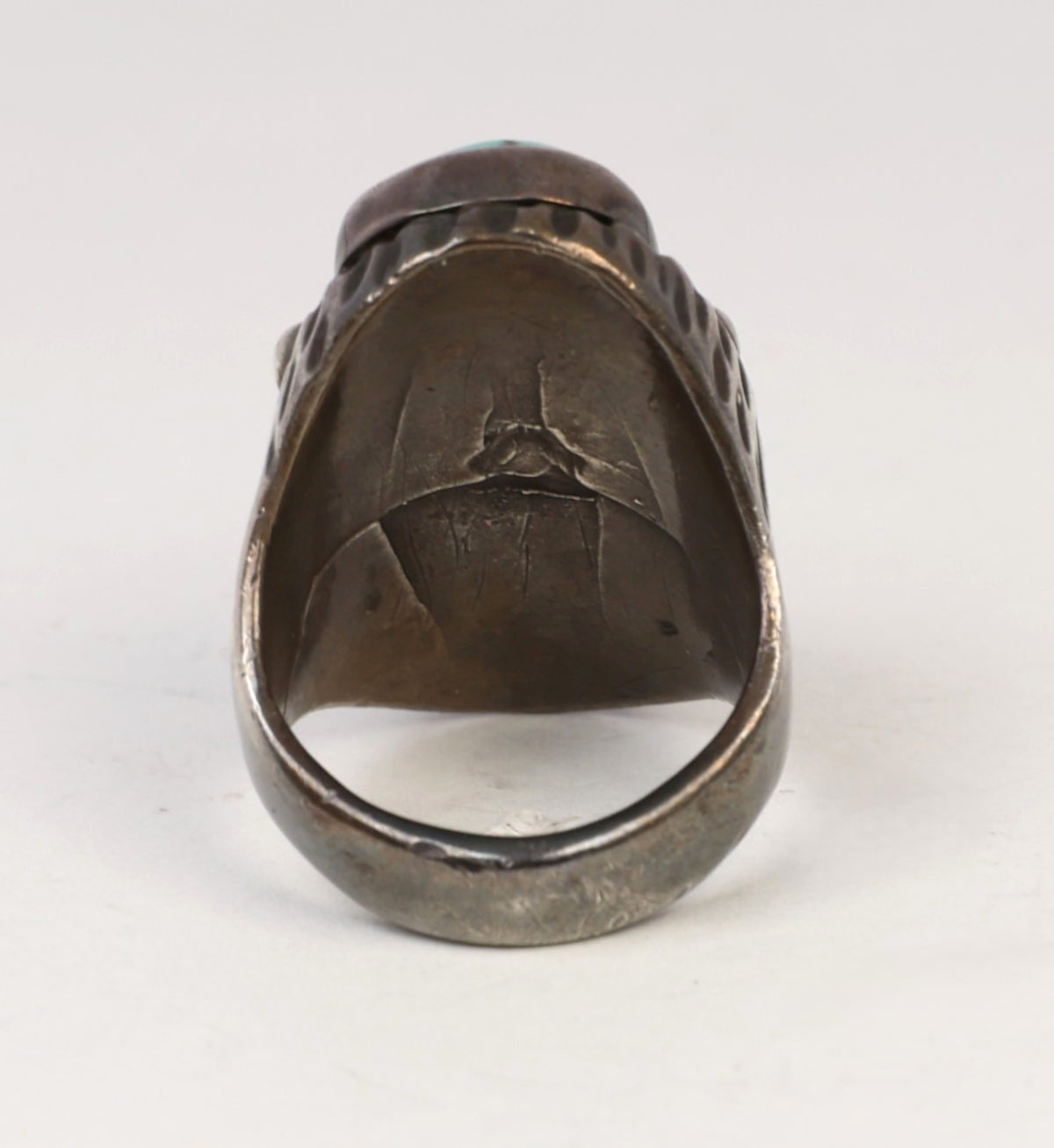 Navajo Sterling Silver Ring With Turquoise and Coral Settings