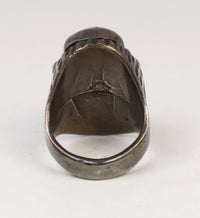 Navajo Sterling Silver Ring With Turquoise and Coral Settings
