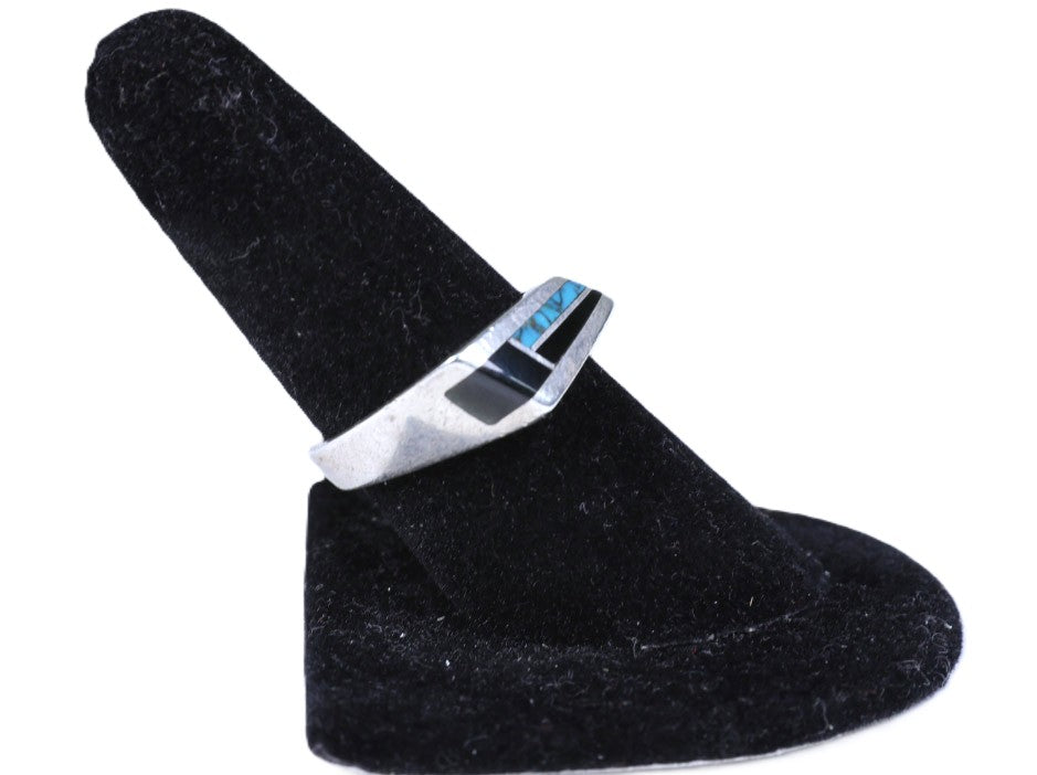 Navajo Inlay Onyx and Turquoise Ring