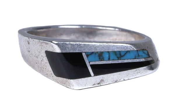 Navajo Inlay Onyx and Turquoise Ring