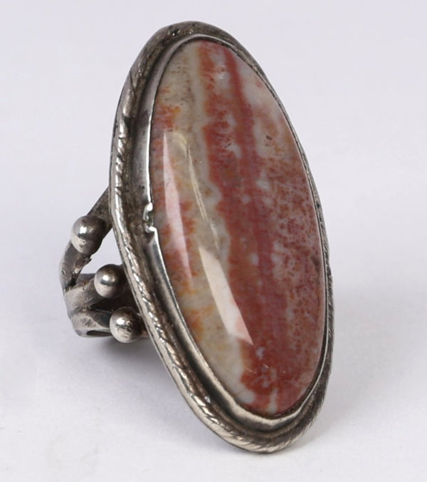 Navajo Sterling Silver Ring with Fossilized Wood Setting