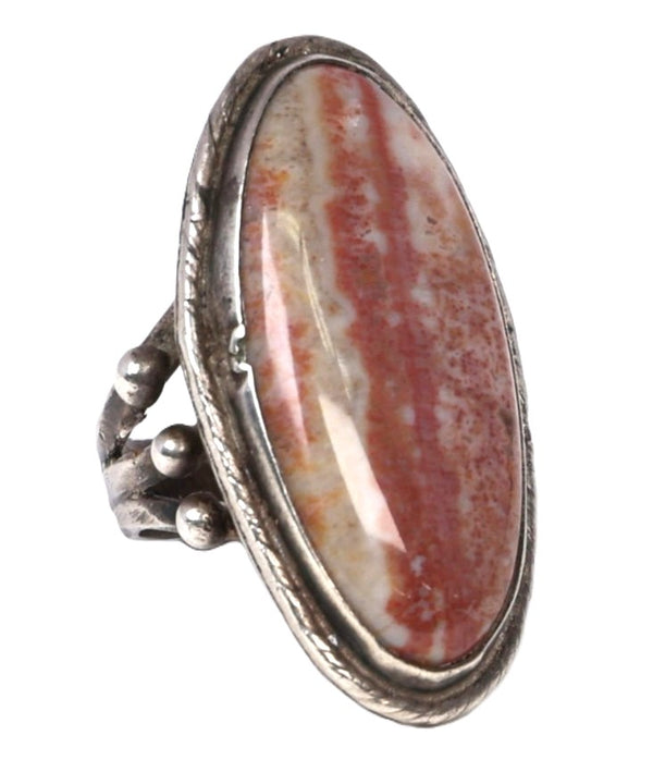 Navajo Sterling Silver Ring with Fossilized Wood Setting