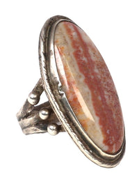 Navajo Sterling Silver Ring with Fossilized Wood Setting