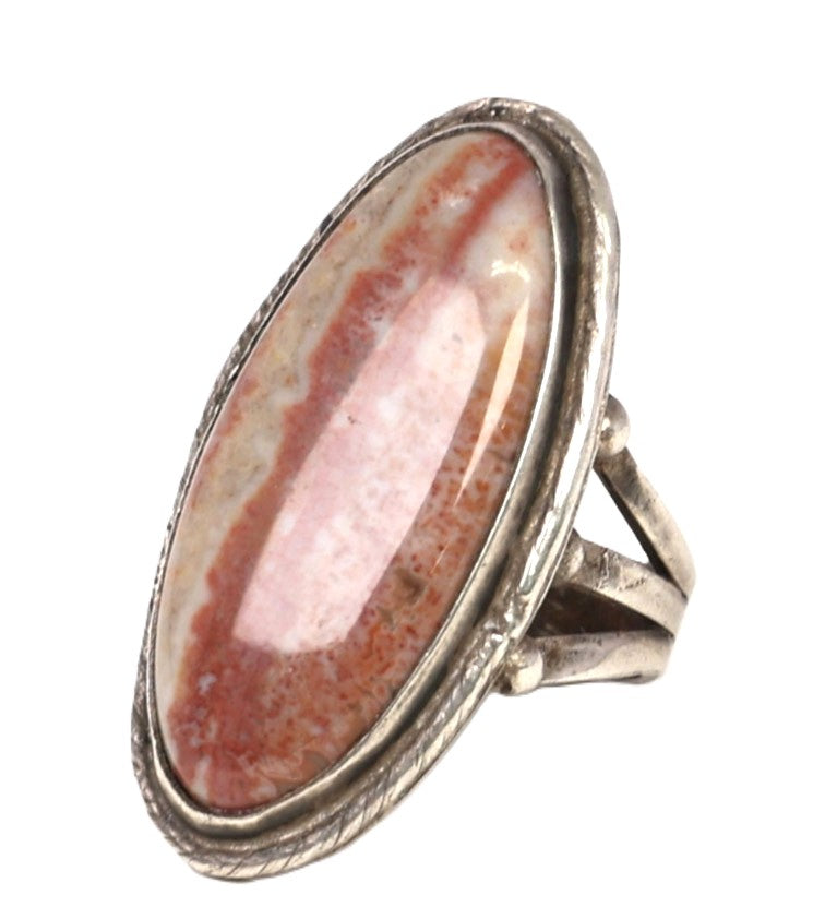 Navajo Sterling Silver Ring with Fossilized Wood Setting