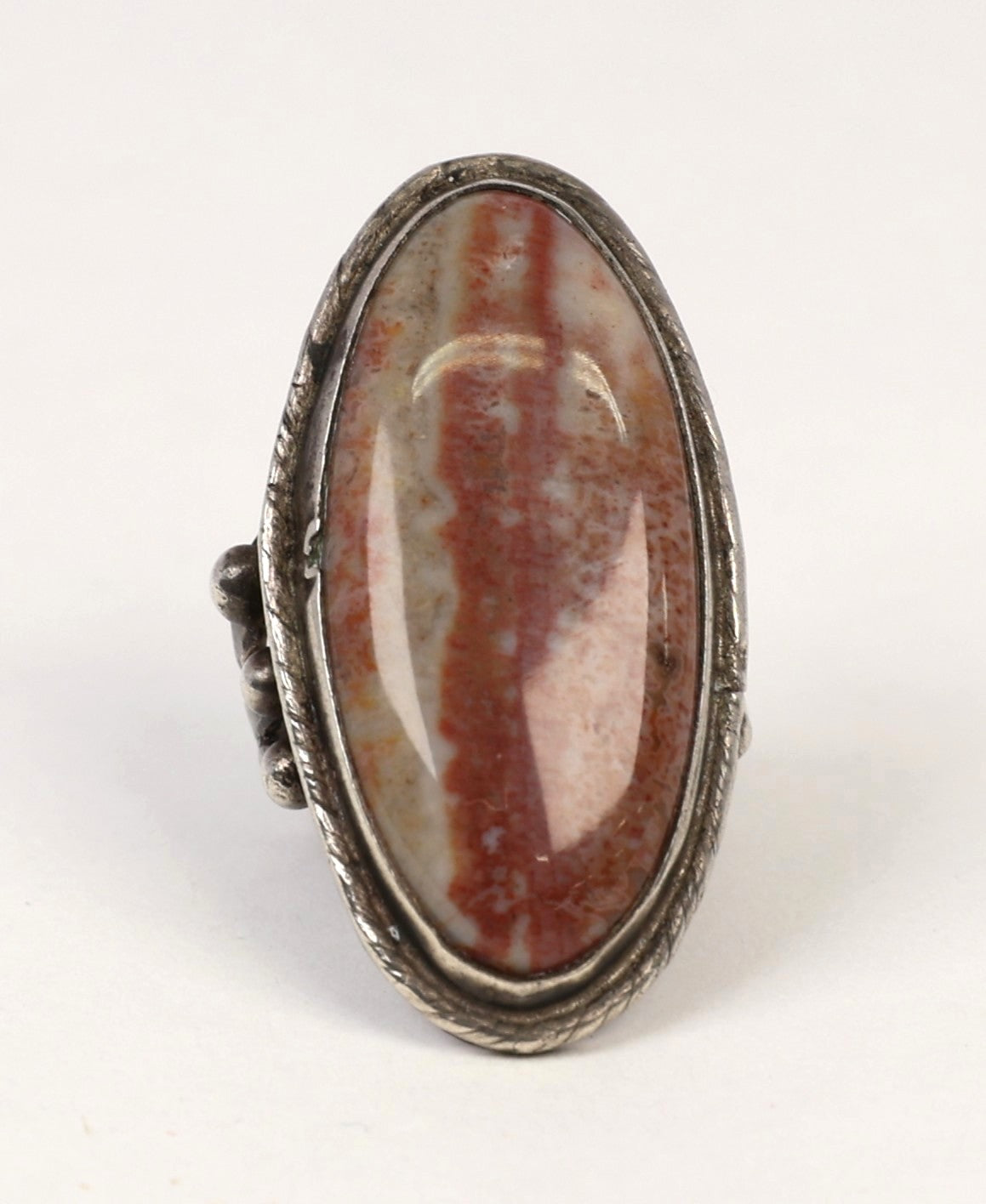 Navajo Sterling Silver Ring with Fossilized Wood Setting
