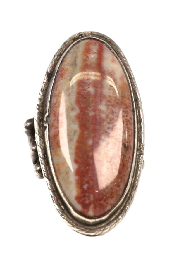 Navajo Sterling Silver Ring with Fossilized Wood Setting