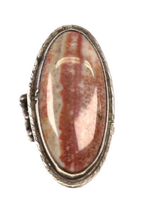 Navajo Sterling Silver Ring with Fossilized Wood Setting
