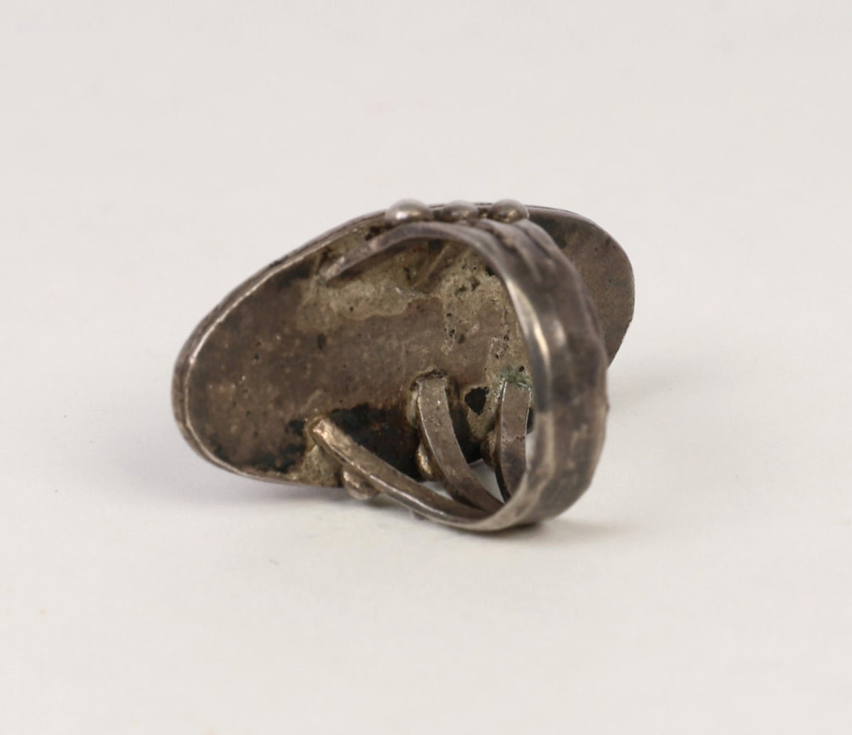 Navajo Sterling Silver Ring with Fossilized Wood Setting