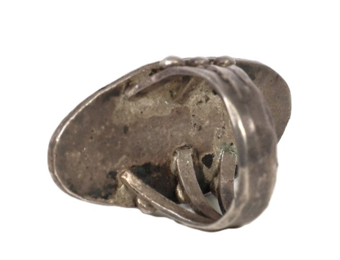 Navajo Sterling Silver Ring with Fossilized Wood Setting
